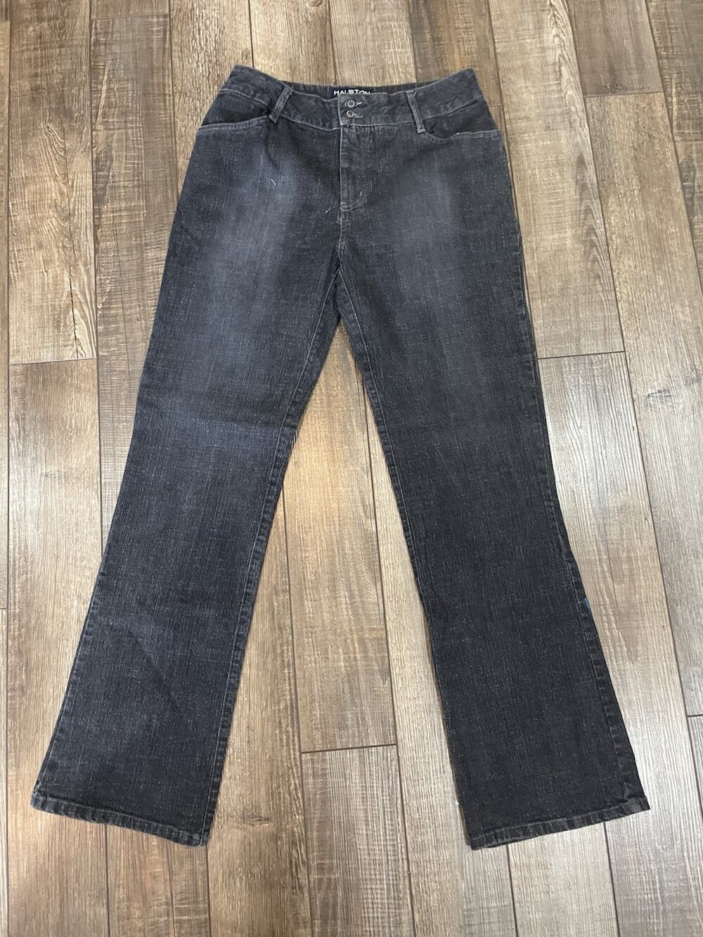 Y2K Halston Jeanswear Charcoal Gray Stretch Relaxed Bootcut Jeans Dark Wash Sz 8